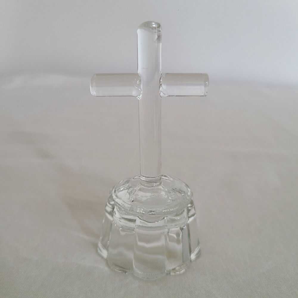 Mini Clear Glass Standing Cross Figurine - 3.5" Small Tabletop Decor